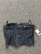 NWT Dark Indigo Structured Denim Corset Top Bustier - Size XL