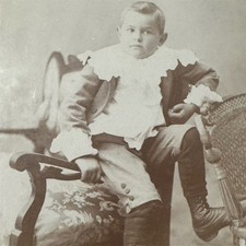 Antique Cabinet Card Photo Victorian Boy Studio Portrait Sepia Michigan