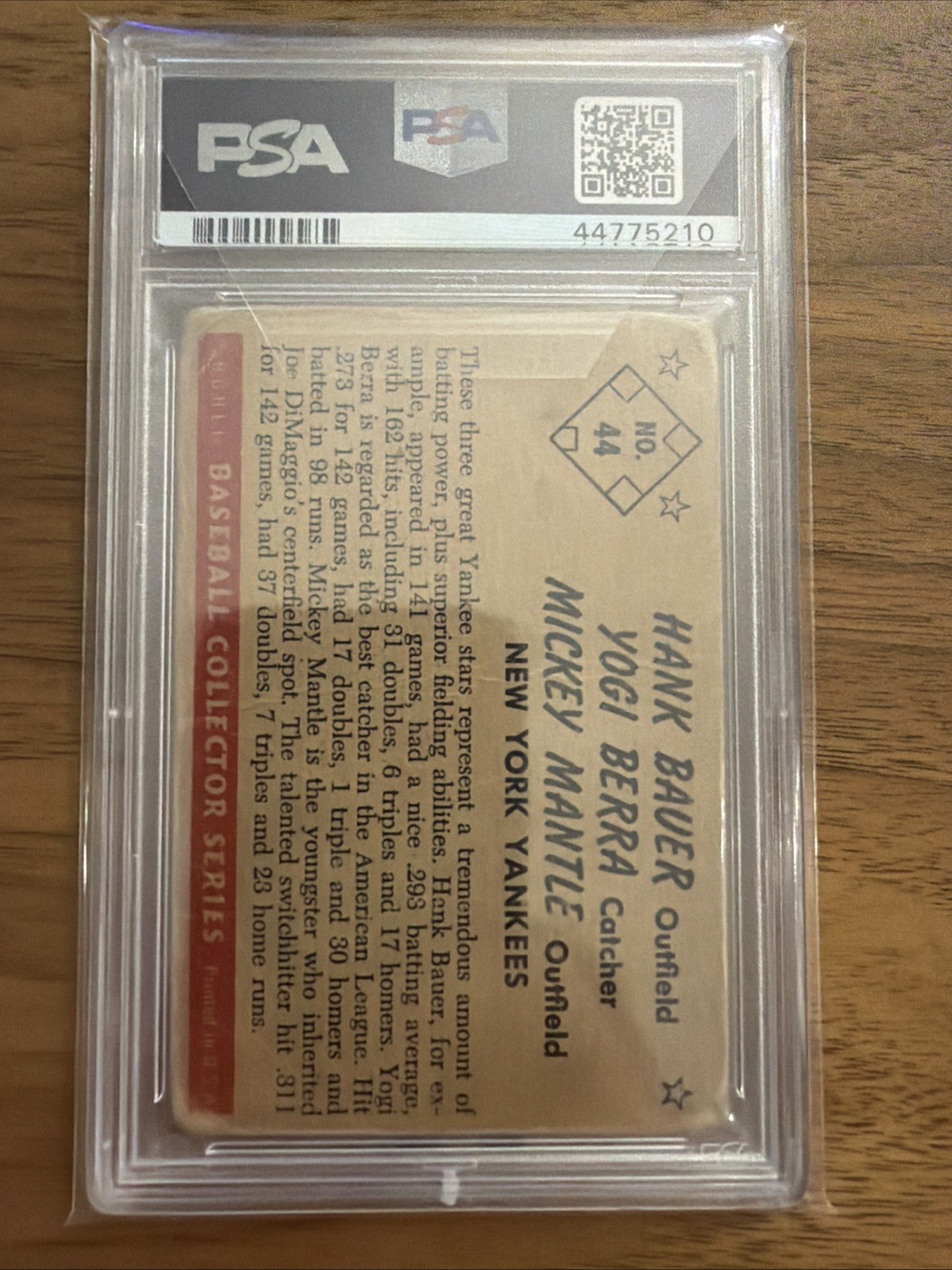 1953 BOWMAN COLOR #44 HANK BAUER/MICKEY MANTLE/YOGI BERRA PSA 1 view 2