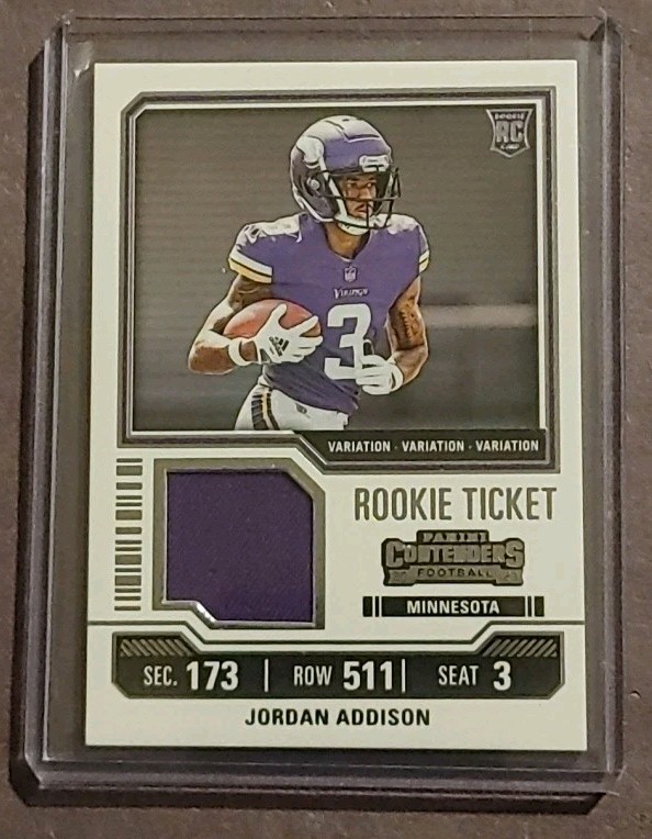 2023 Panini Contenders #TS20V Jordan Addison Rookie Ticket Swatches Variations