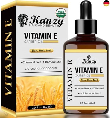 Kanzy Vitamin E Öl Bio Tropfen für Kosmetik 60ml 100% Natürliches d-