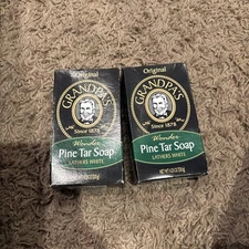 Grandpa's Wonder Pine Tar Bar Soap 3.25 Ounce Lot Of 2 Lathers Original