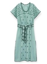 ZARA Embroidered Kaftan Midi Dress Bohemian Oversized Whimsical XS