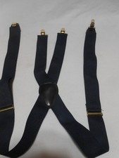 MEN'S HEAVY DUTY CLIP ADJUSTABLE SUSPENDERS 1 1/4" NAVY BLUE MADE IN GERMANY
