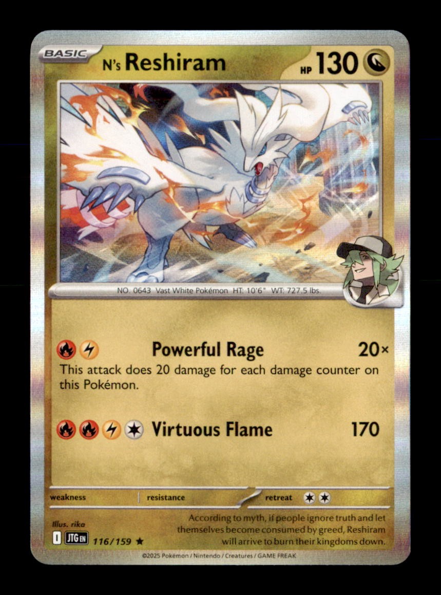 N's Reshiram 116/159 Rare Journey Together Pokemon Holo Near Mint