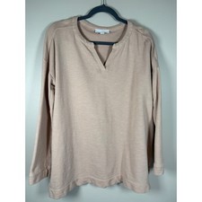 Pure Jill J. Jill Tan Organic Cotton Split Neck Sweatshirt Womens Medium P Flaw