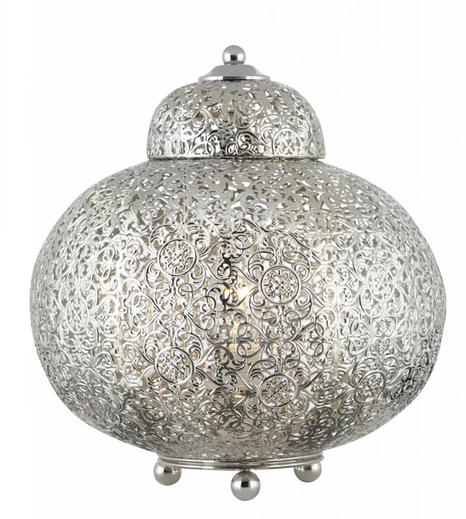 Table Light Silver Moroccan Satin Searchlight 8221-1SS