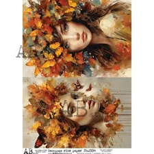 Fall Girl Duo | A4 Rice Paper | Paper for Decoupage | AB Studios
