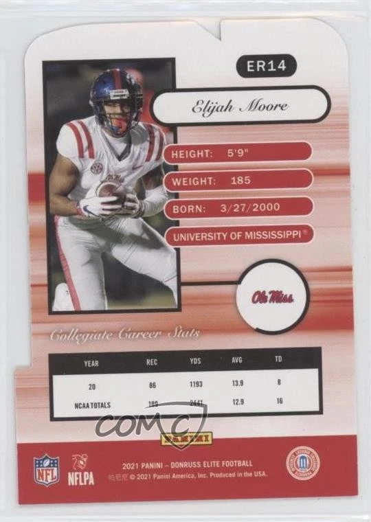 2021 Panini Donruss Elite 2001 Rookies Aspirations Die-Cut /92 Elijah Moore RC - Image 2 of 2