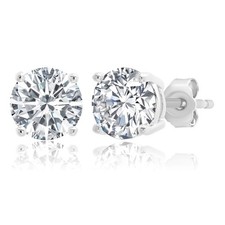 925 Sterling Silver Round Cubic Zirconia Stud Earrings 5mm to 8mm