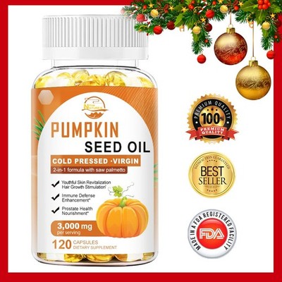 Pumpkin Seed Oil Saw Palmetto 3000mg Softgels Cold Press Virgin Bladder Health