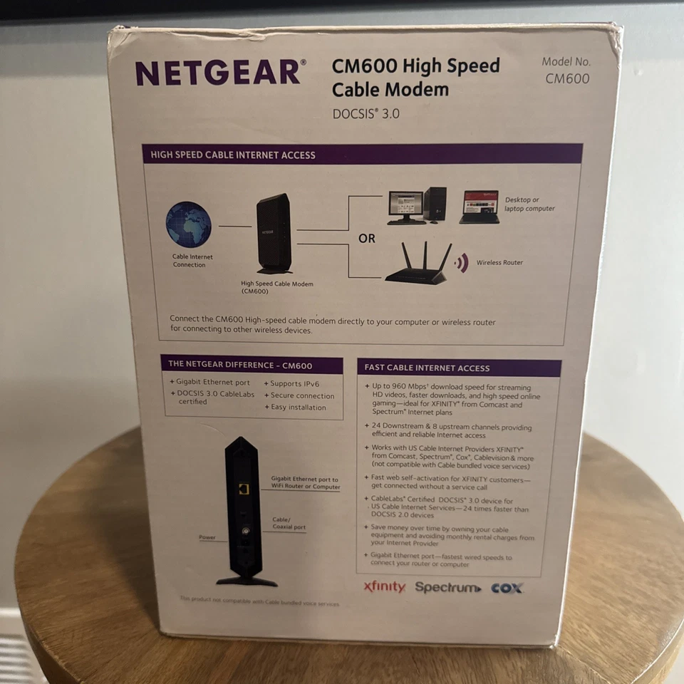 NETGEAR CM600 HIGH SPEED CABLE MODEM DOCSIS 3.0 - Image 2 of 4