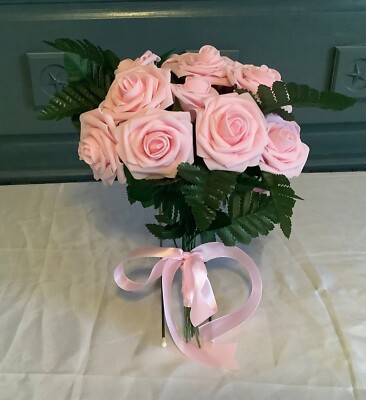20 stem rose and greenery bridal bouquet you choose color