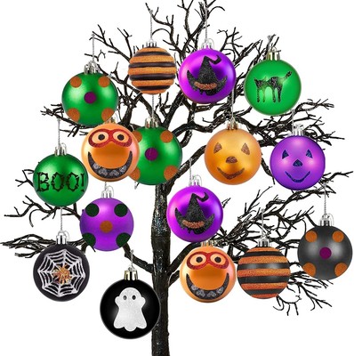 Lot De 6 Boules Décoratives Halloween Pour Sapin - Ornements à Suspendre Citrouille Souriante | En Polypropylène, 6x7 Cm - 5