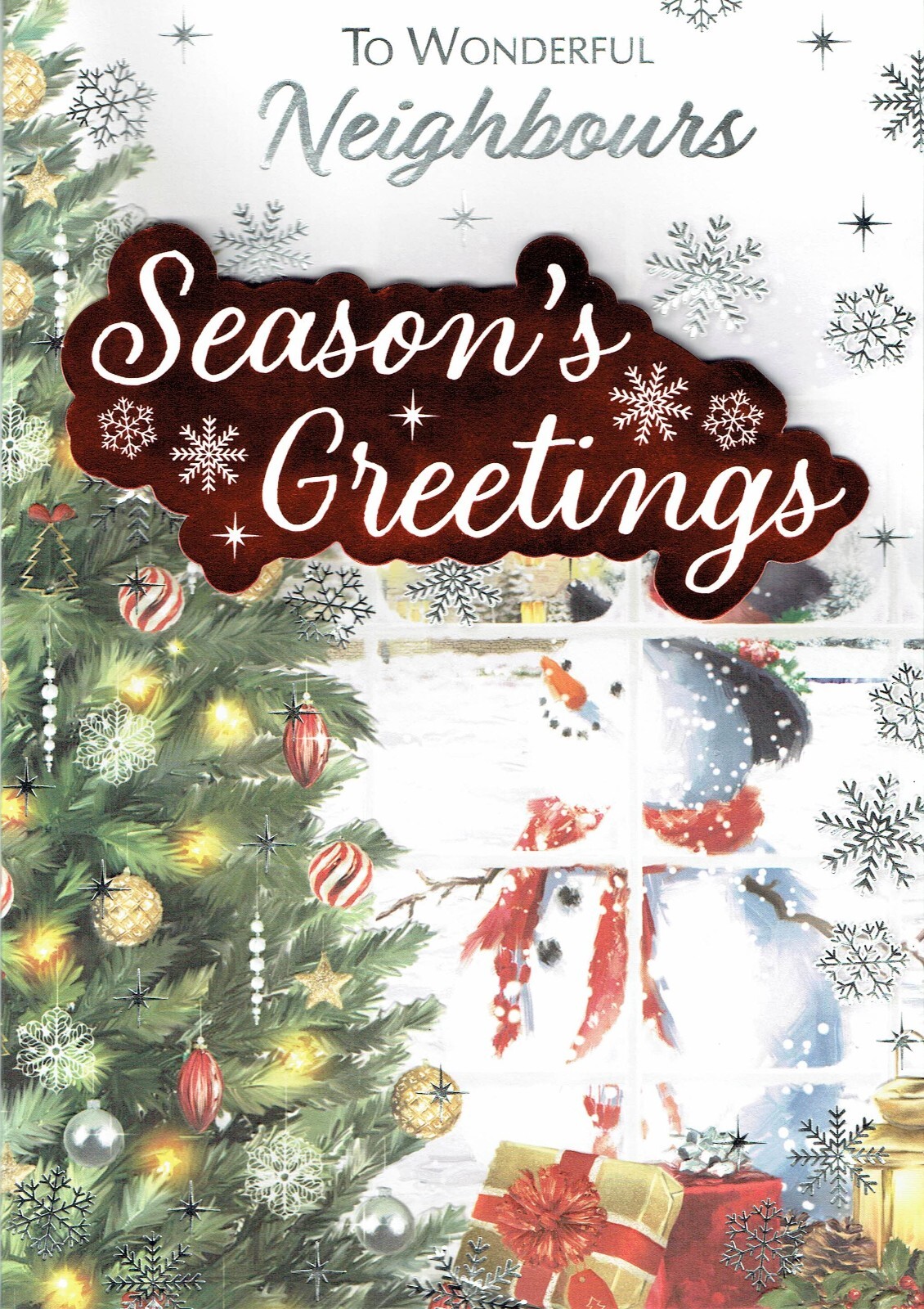 NEIGHBOURS LARGE CHRISTMAS CARD Quality Snowman Design
