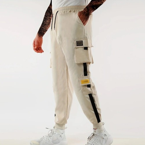 Loose Fit Joggers For Men's Street Style Waist Drawstring Cargo Pants For Fitnes - Picture 4 of 12
