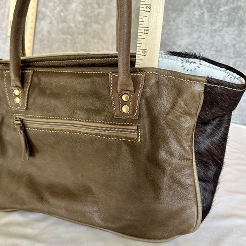 Myra Bag Leather, Hairon Tote Satchel Bag Purse - Picture 7 of 13