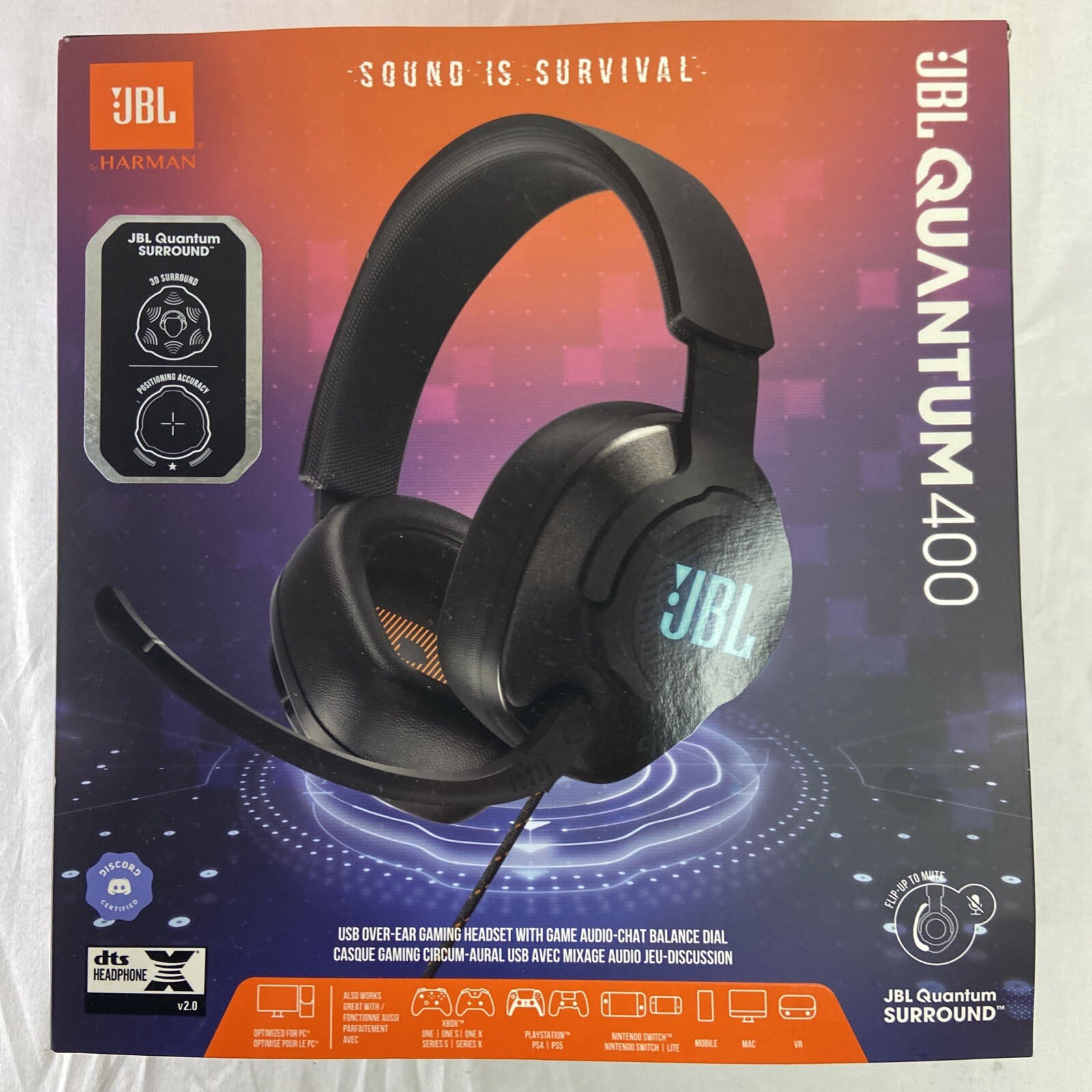 New JBL Quantum 400 USB Wired Gaming Headset Surround RGB Black Read description 50036369718 eBay