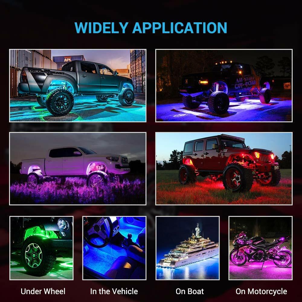 Image 21 - Mustwin RGB LED Rock Lights Wireless APP Music Chasing Offroad ATV 12V 6 Pods