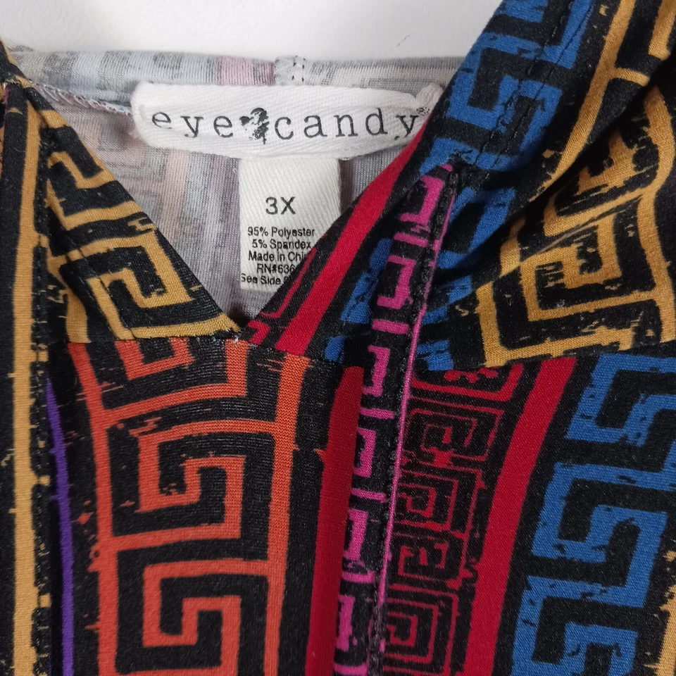 Eye Candy Plus 3X Hoodie Multi-Color Geometric Long Sleeve Pullover Top - Image 2 of 4