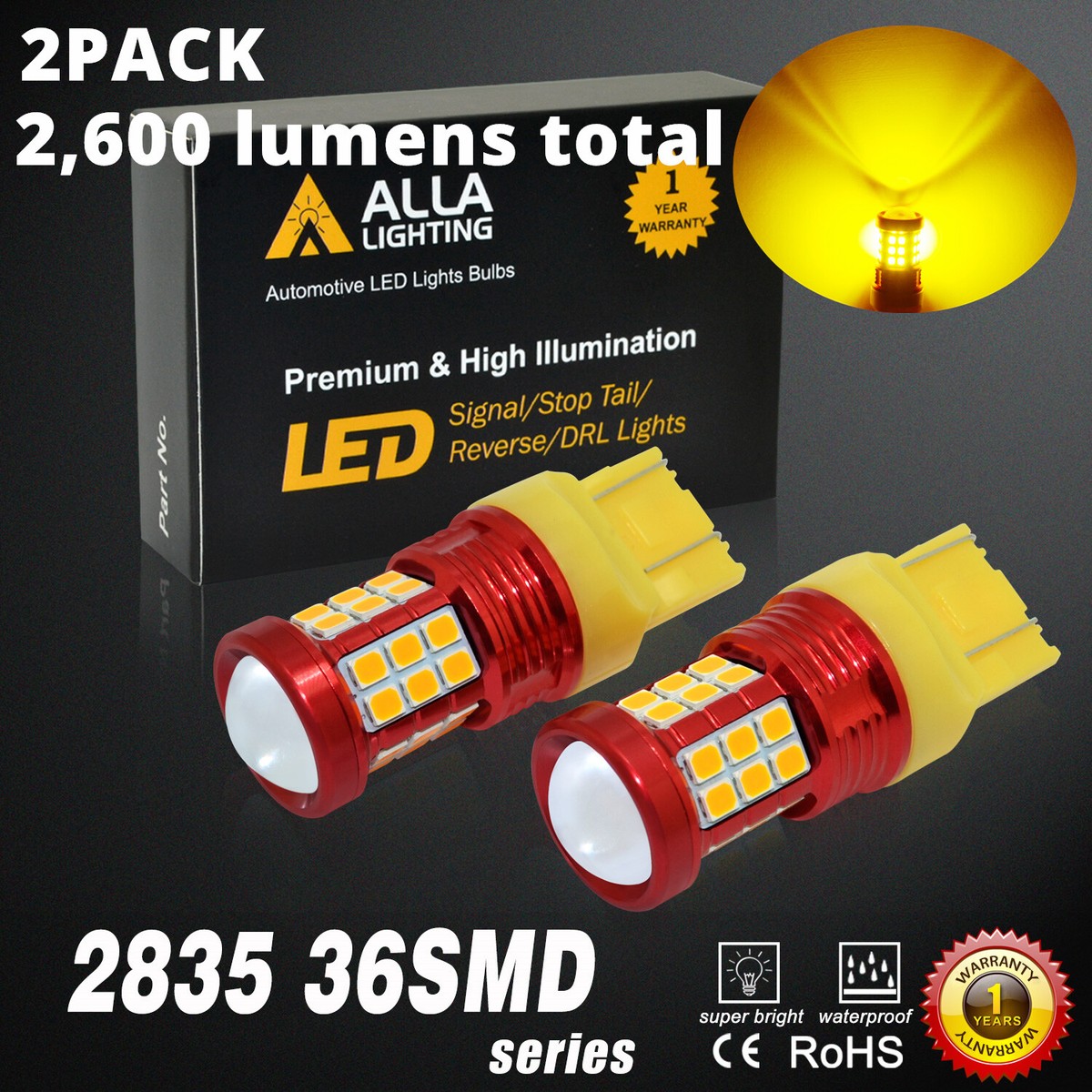 2x Alla Lighting LED Front Turn Signal Bulb For 2006 2007 2008 