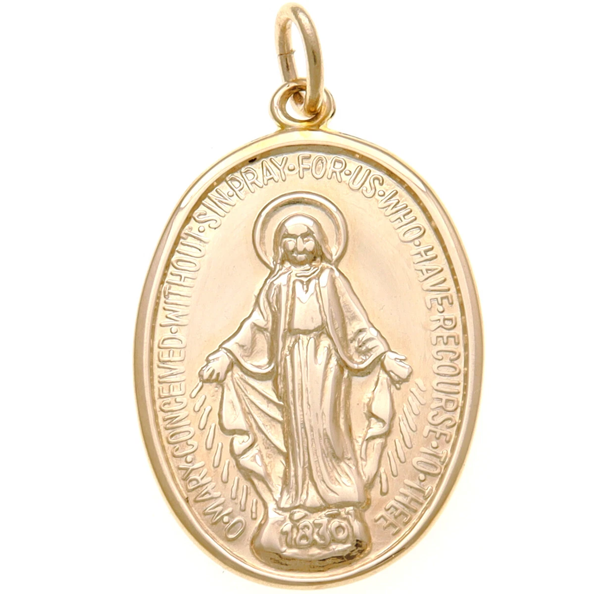 Large Men s 9ct gold Miraculous Mary Madonna medal pendant in gift