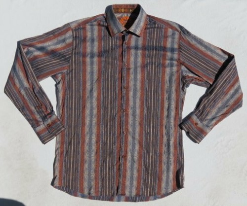 LUCHIANO VISCONTI leichtes Stretch Jacquard Streifen Button Down Hemd US M EUC - Bild 4 von 5