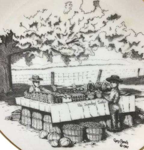 Gary Bench Amish Heritage Plate Vegetable Stand Old Order LE 176/4000 1987 Farm - Picture 2 of 5