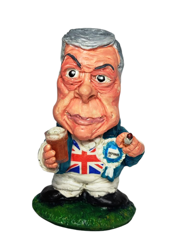 Mini Nigel Farage as John Bull Reform UK leader (illustrated box)