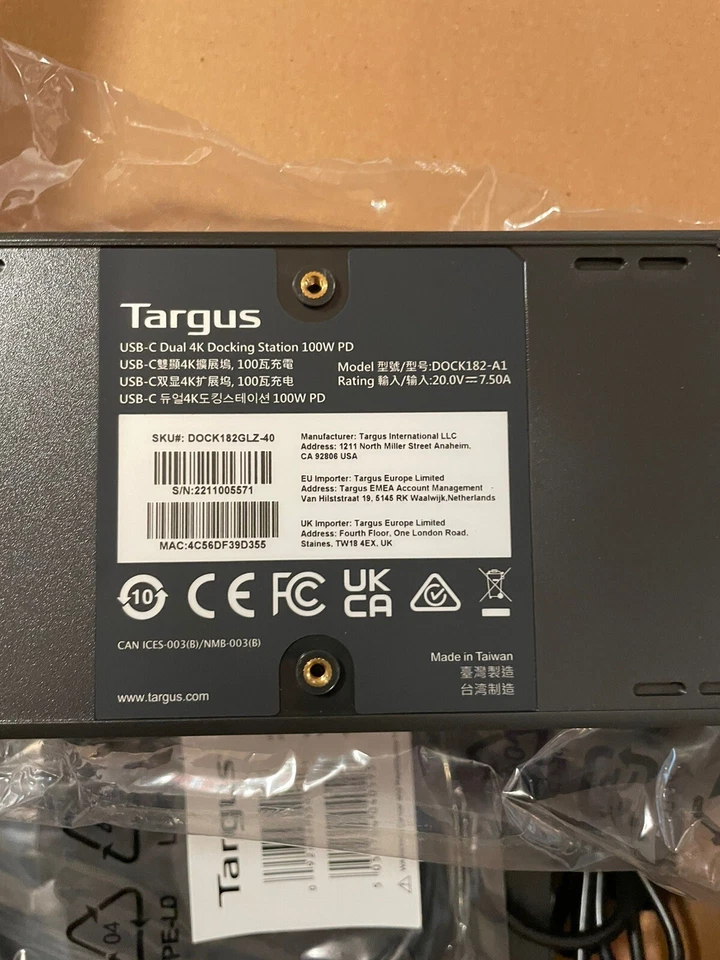 Targus USB-C Universal DV4K Docking Station 100W DOCK182GLZ-40 Dual Display - Image 4 of 4