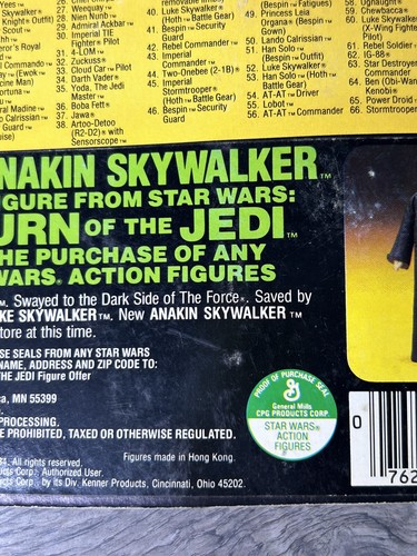 STAR WARS ROTJ KLAATU ACTION FIGURE MOSC 77 BACK ANAKIN SKYWALKER OFFER - Picture 15 of 21