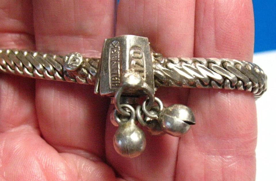 HALLMARK H20 SILVER ENAMEL BRACELET WITH BELLS ETHNIC VIBE 7 INCHES LONG Foto 4 de 4