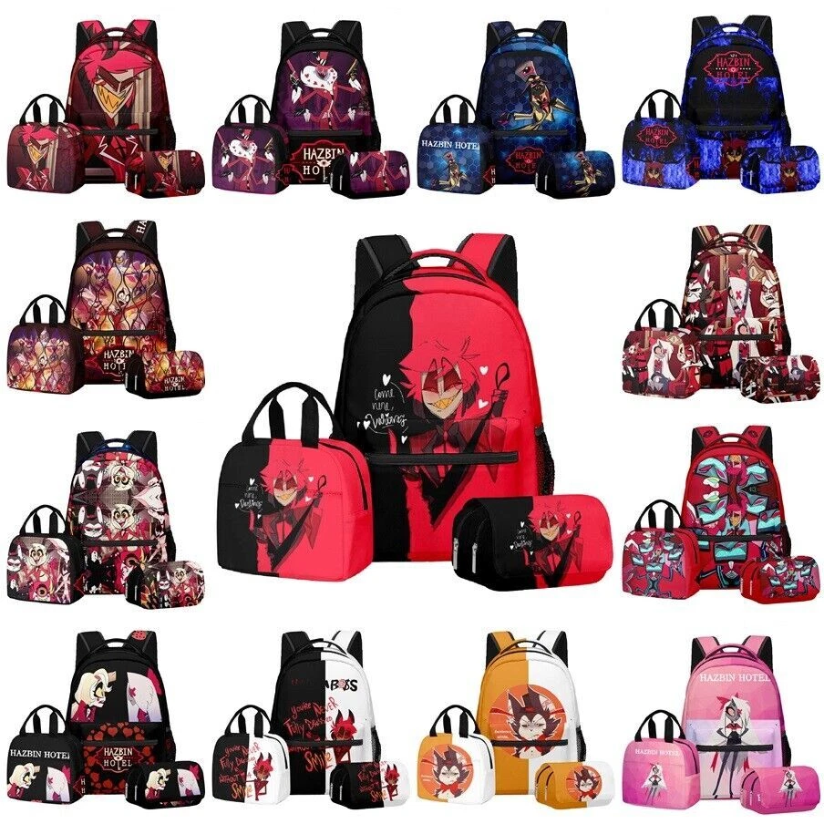 MARKENLOS Hazbin Hotel 3D-Rucksack Kinder Schult asche Lunch tasche Bleistift tasche Reise