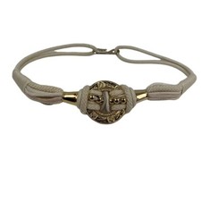 Vintage Leather Shop Cord Rope Waist Belt Knotted Cosplay Boho Cream Gold M