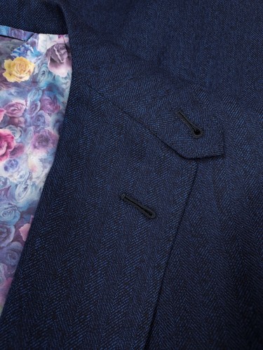 Oxxford Clothes Bespoke Norfolk Navy Herringbone Suede Tweed Shooting Jacket 48R - Picture 7 of 17