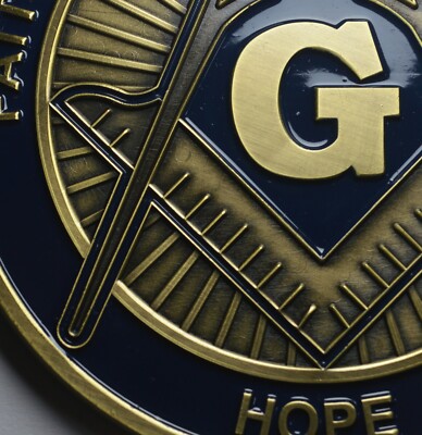 Master Mason Antique Gold Auto Rear Emblem - Freemason Decal For Cars & Trucks