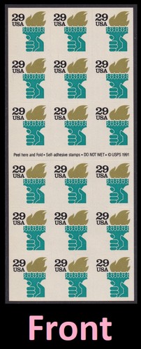 US 2531Ae Liberty Torch 29c ATM booklet 18 overall tagging MNH 1992 - Picture 2 of 3