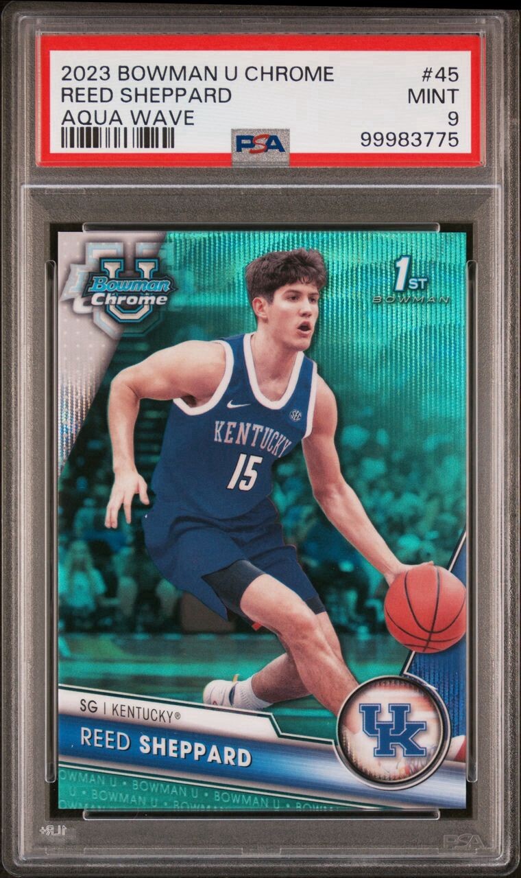 2023 BOWMAN U CHROME REED SHEPPARD AQUA REFRACTOR #/299 #45 PSA 9