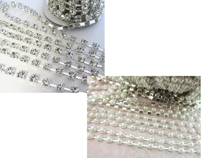 10 yards Rhinestone Jewel Chain Trim/Trimming/Craft/Decor E4-Crystal Or ...