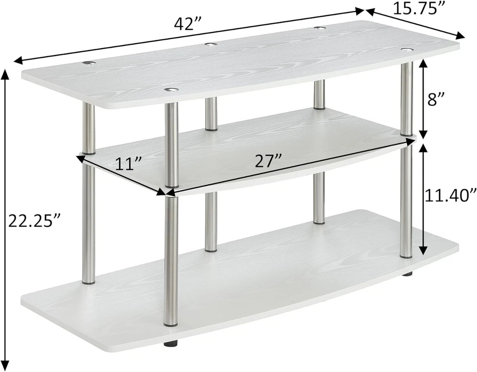 Convenience Concepts 3-Tier TV Stand, Designs2Go, Wide TV Stand, 42" Gray - Image 3 of 4
