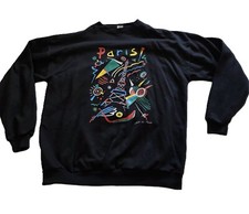 Vintage Paris Sweatshirt Mens Large Black Made in France Crewneck XL