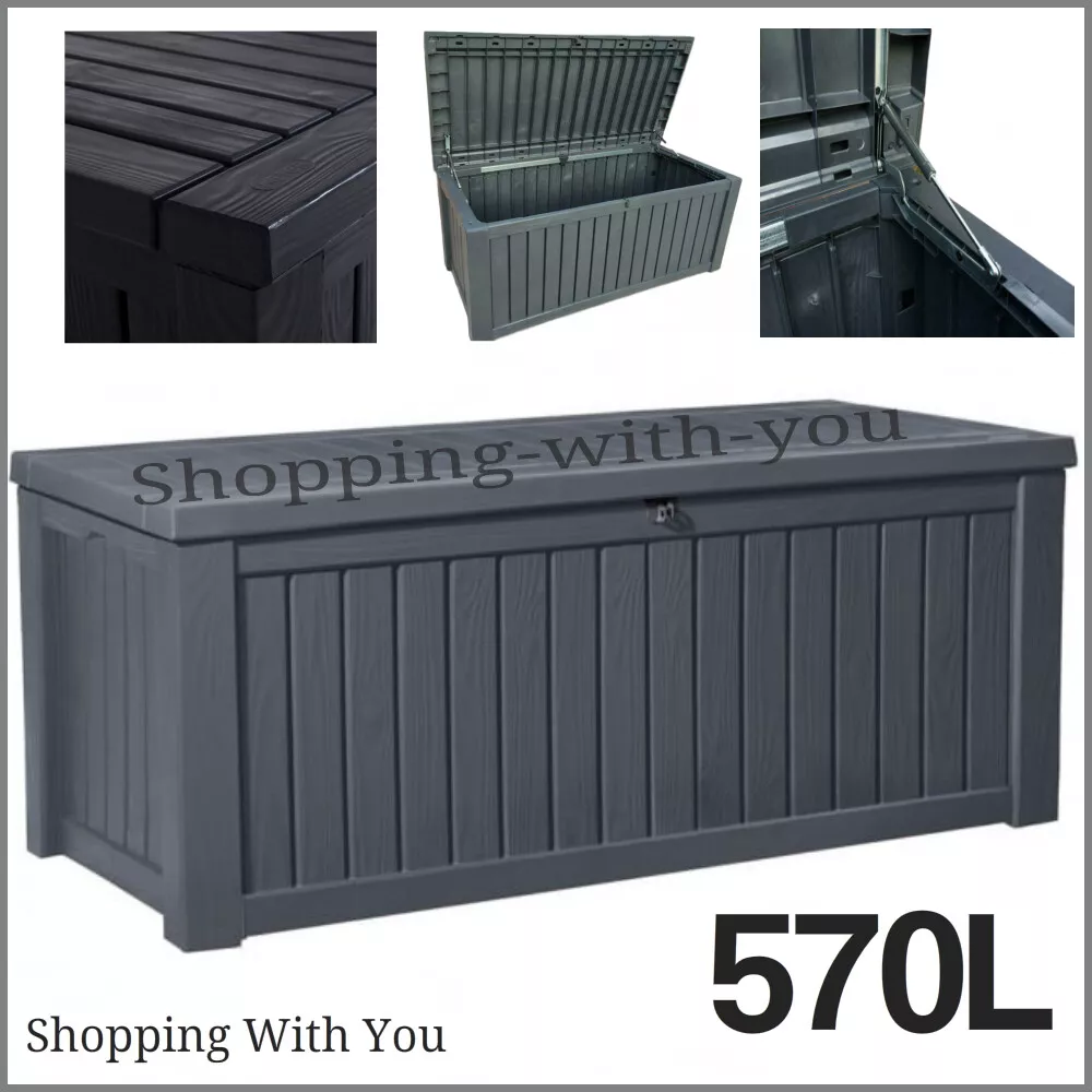 XXL 570L Heavy Duty Garden Storage Cushion Chest Box Outdoor Waterproof