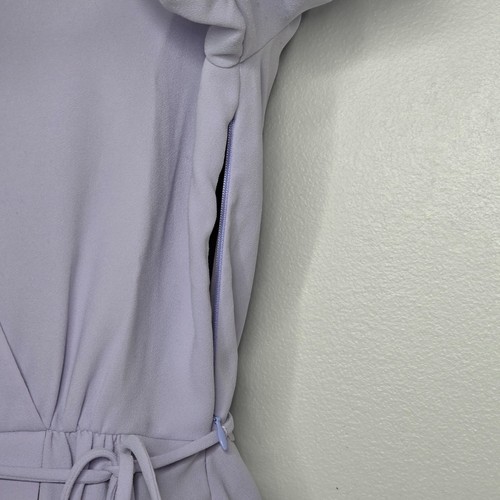 J Crew Womens Size 4 Blouse Drapey Crepe Faux-wrap Top Long Sleeve Tie Purple - Picture 5 of 7