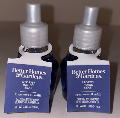 2 Better Homes & Gardens STORMY INDIGO SEAS Fragrance Oil Wall Plug Unit Refill