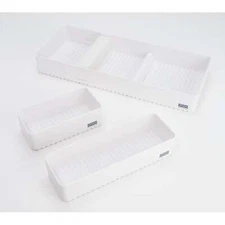 Kuhn Rikon 3-Piece In Drawer Organizer Easy Clean Knife Organizer WHITE - NEW