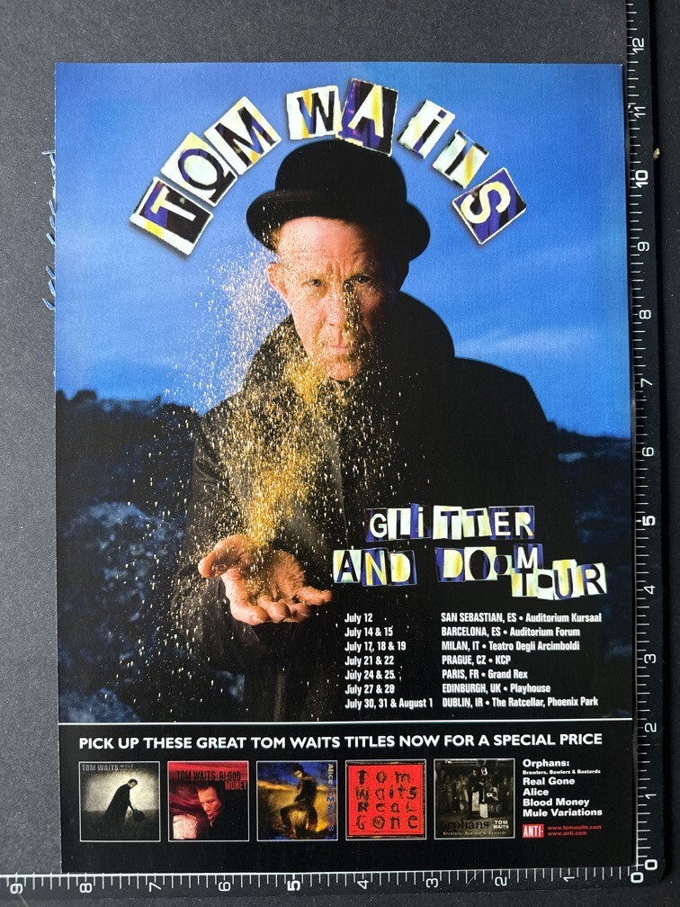 ★TOM WAITS トムウェイツ「Glitter and Doom」ポスター TOM WAITS - GLITTER AND DOOM TOUR 8X12' ORIGINAL MAGAZINE ADVERT