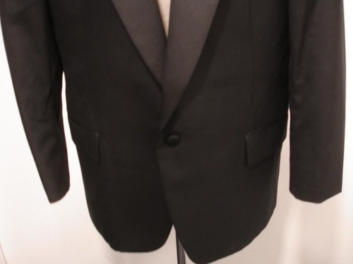 Men's 42S Al's Formal Wear Black Tuxedo Suit Jacket Formal Evening Satin Lapels - Picture 3 of 15