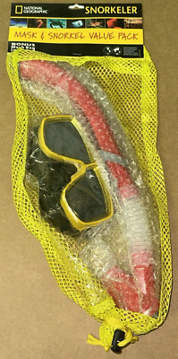 National Geographic Mask & Snorkel Set Snorkeler Value Pack Include Mesh Bag NEW