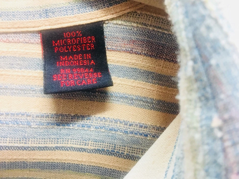 Prime Time 男式衬衫短袖黄色绿色条纹尺寸 XXL 切割领 — 第 4/4 张图片