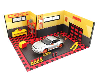 Scale 1:18 Sports car garage with auto service equipment Diorama 